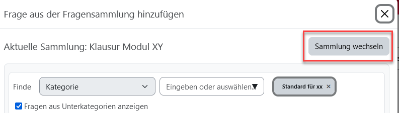 fragesammlung_wechseln Auswahl einer Fragesammlung