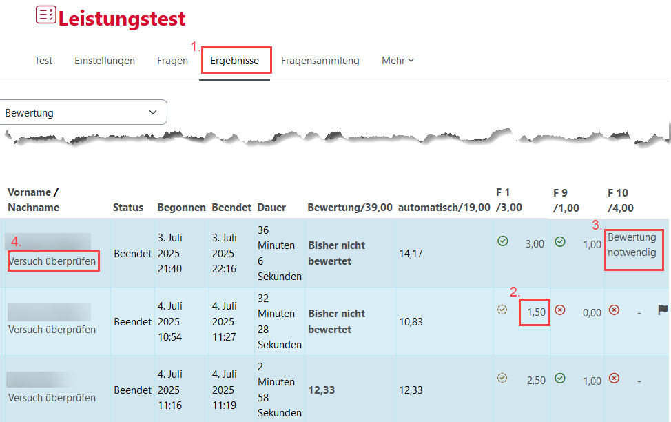 test_ergebnisse Ansicht der Testergebnisse in Moodle